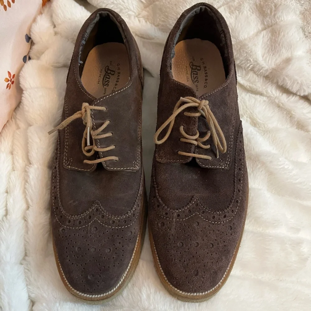 G.H. Bass Men 10M Brian Suede Oxford Office Workwear Business Classic Shoes Fall